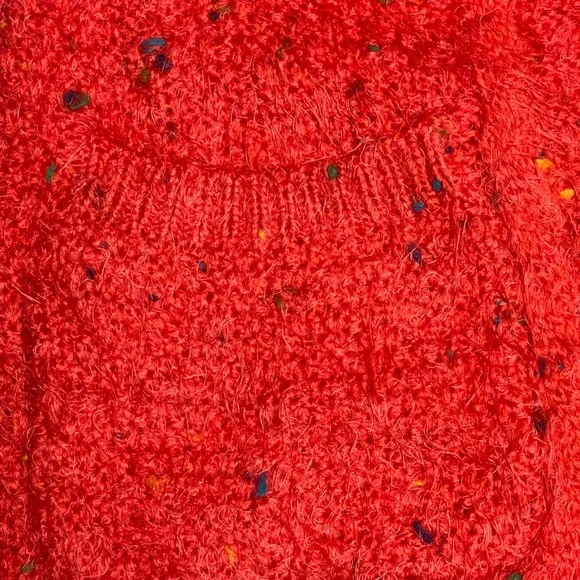 BCBGMAXAZRIA CARDIGAN CHUNKY CONFETTI KNIT SWEATER OPEN FRONT RED COLOR SIZE L - Picture 16 of 16